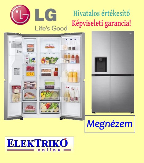  LG GSLV70PZTM Side by Side hűtőszekrény, DoorCooling TM és ThinQ TM technológia, 635L kapacitás